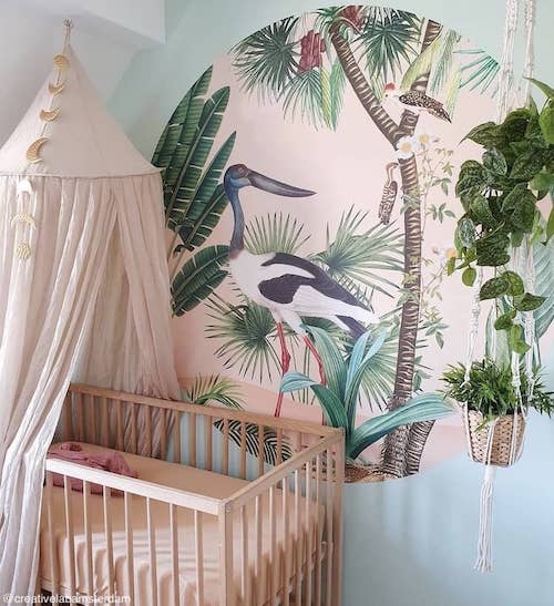 Jungle babykamer behang