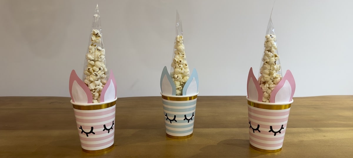 unicorn traktatie maken popcorn