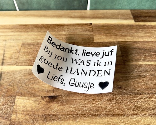 cadeautje bedankt lieve juf meester