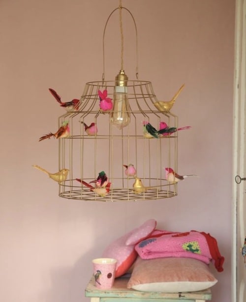 vogels hanglamp roze